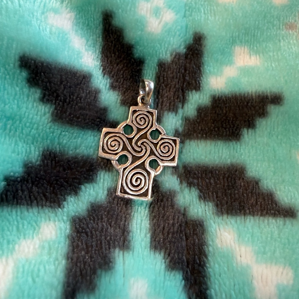 Sterling Silver Swirl Cross Pendant
